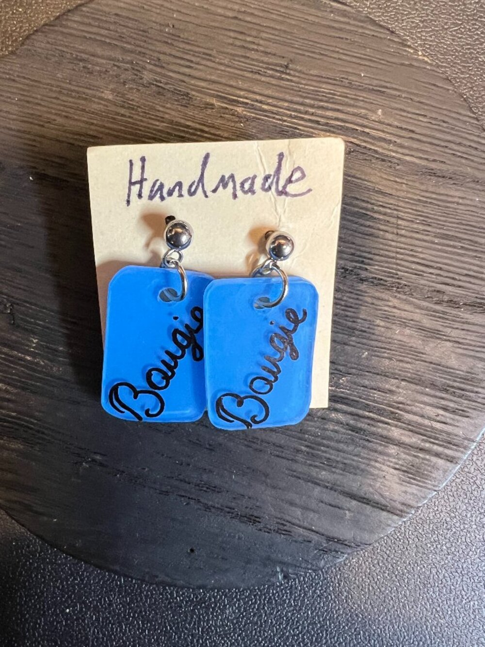 Bougie Blue Earrings, Stainless Steel Posts, Handmade, OOAK